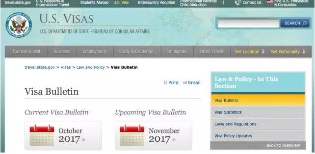 EB5快讯！2017年11月美国移民排期更新！